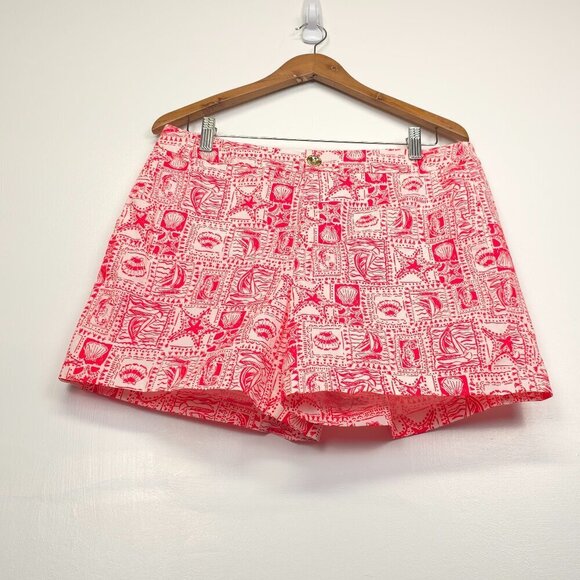Lilly Pulitzer 5" Gretchen High-Rise Short in Mizner Red Seaside Harbour Size 12 - Picture 7 of 14